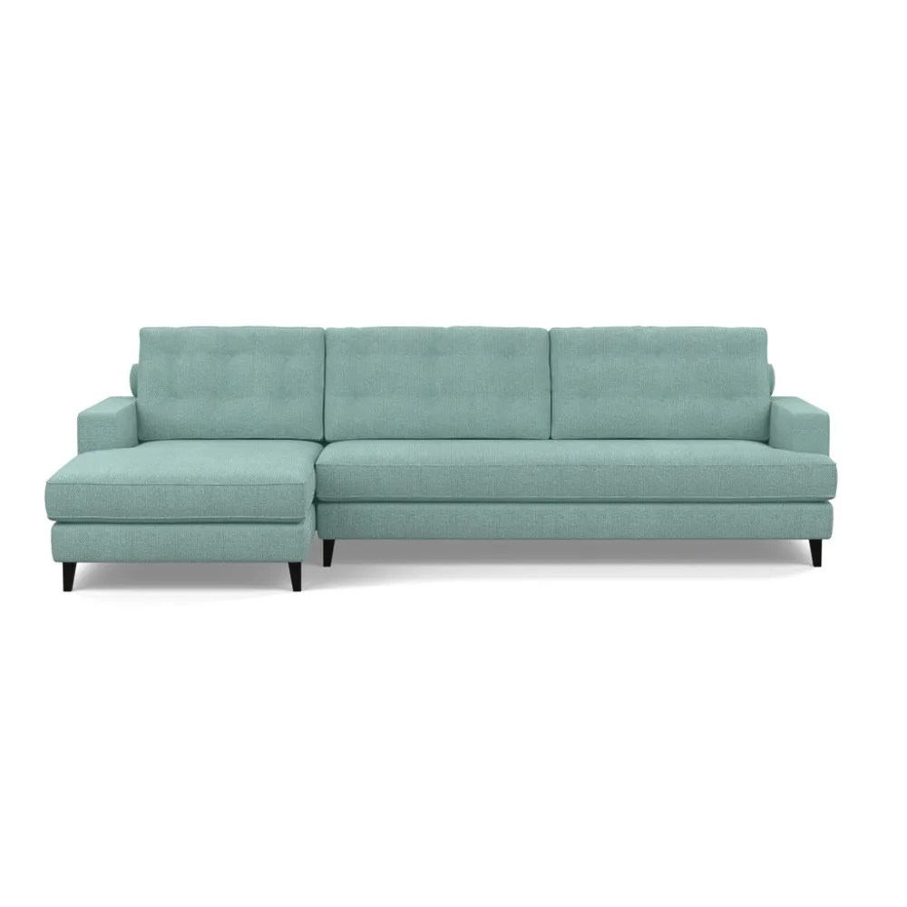Heal's Mistral Left Hand Facing Corner Sofa Tejo Recycled Teal Black Feet