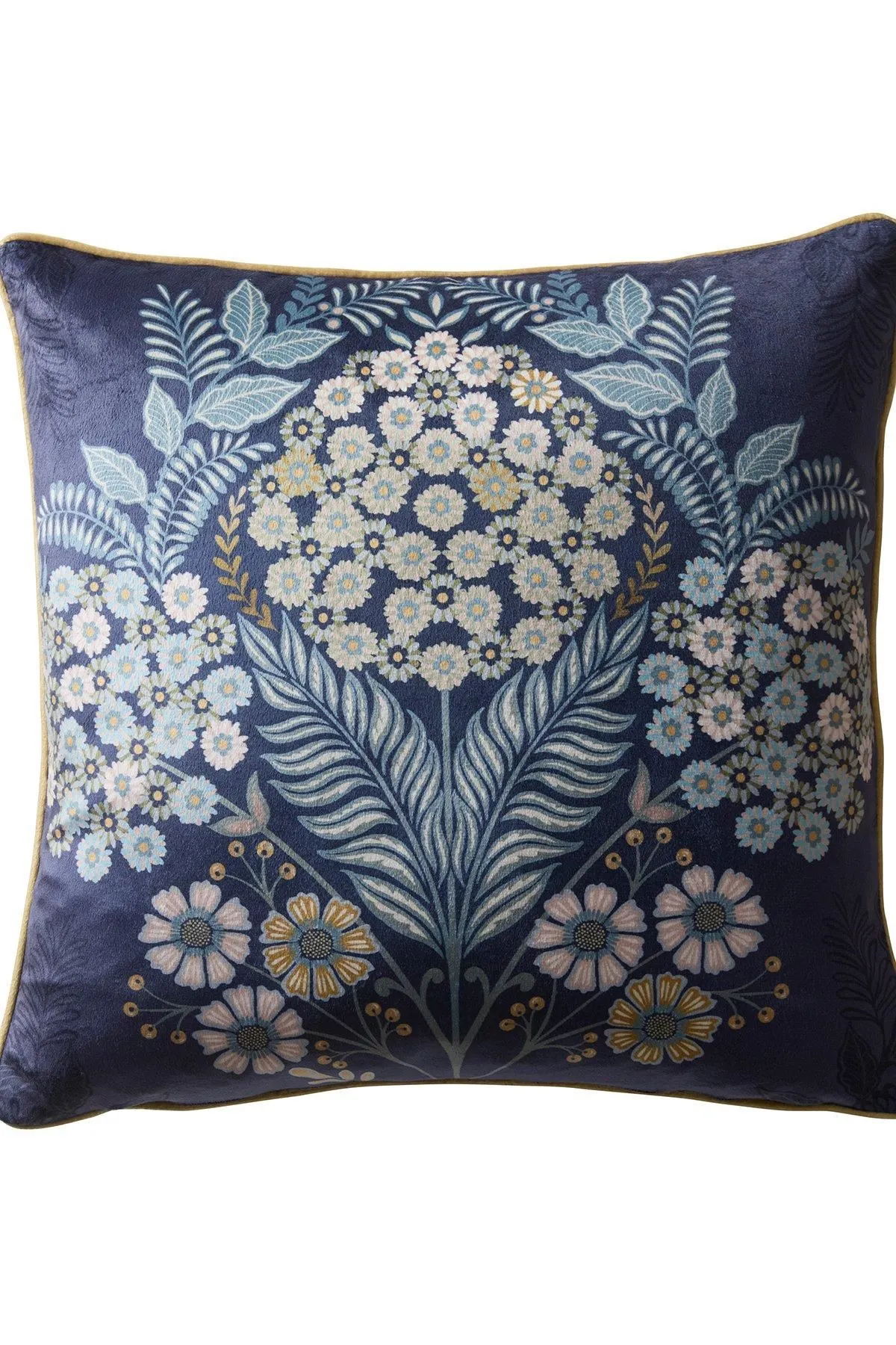Appletree 'Evelina' Geometric Floral Velvet Filled Cushion in Navy 3