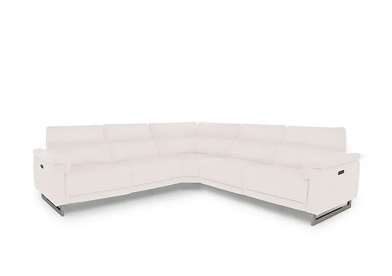 Moet Large Leather Power Recliner Corner Sofa with Telescopic Headrests - Cotton