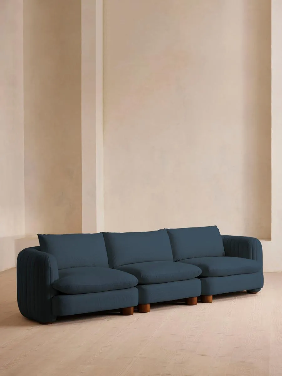 Vivienne Deeper Sit Modular Sofa, Four Seater, Linen, Prussian Blue