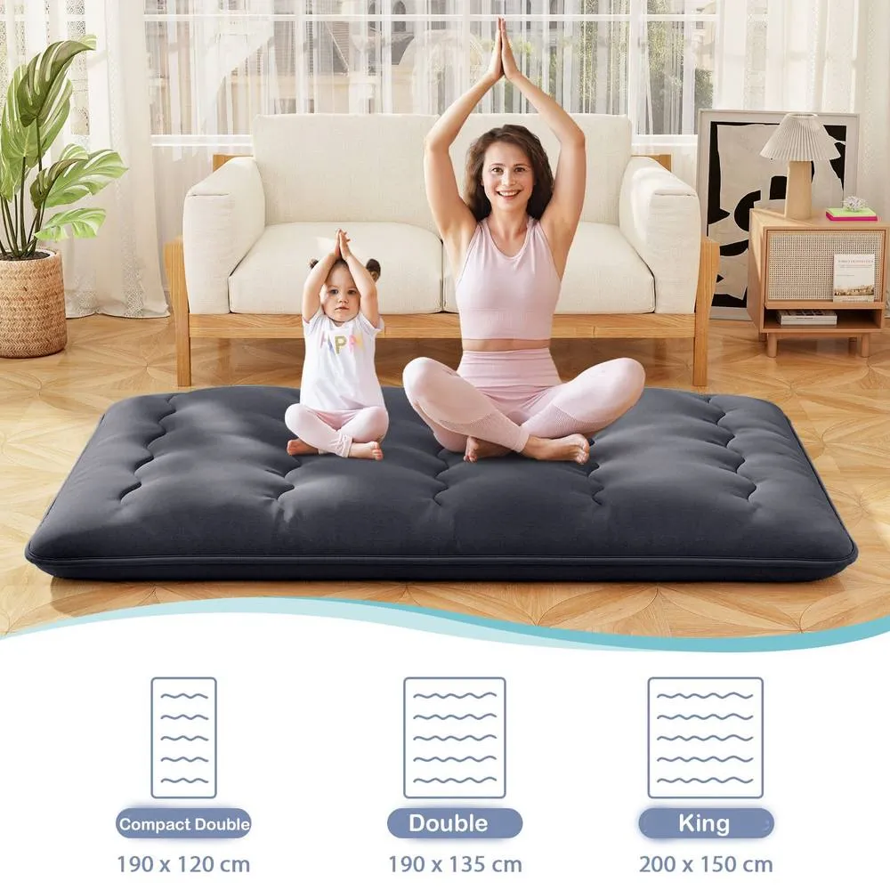 Costway King Size Japanese Floor Mattress Futon Mattress 200x150x10cm-Black in Black 3