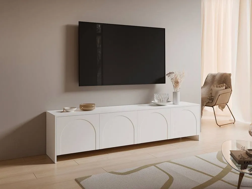 Vente-unique TV Unit With 4 Doors - White - NALYRA By Maison Céphy