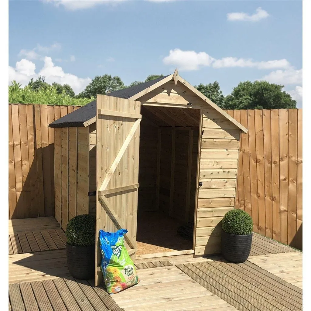 Marlborough 10 x 8 Pressure Treated Low Eaves Apex Garden Shed with Single Door in Natural 2