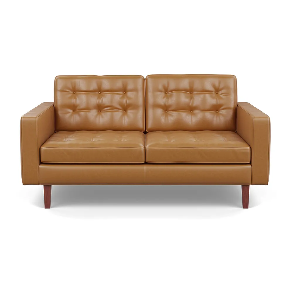 Heal's Hepburn 2 Seater Daino Leather Parchment Walnut Feet 1