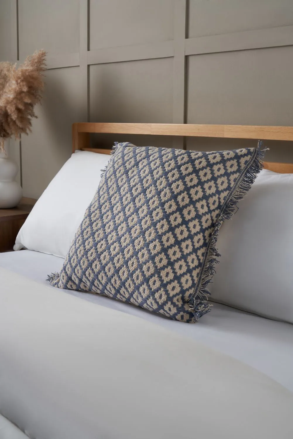 BHS Loft Diamond Cushion in Blue