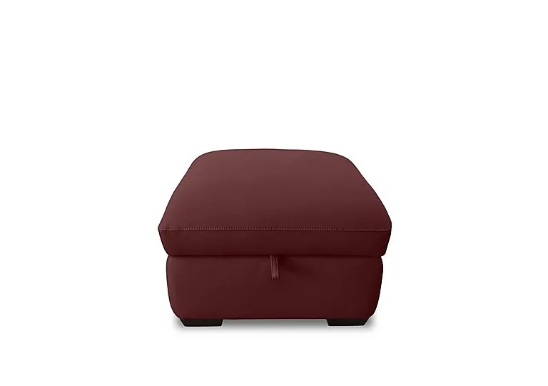 Restore Leather Storage Footstool - Deep Red