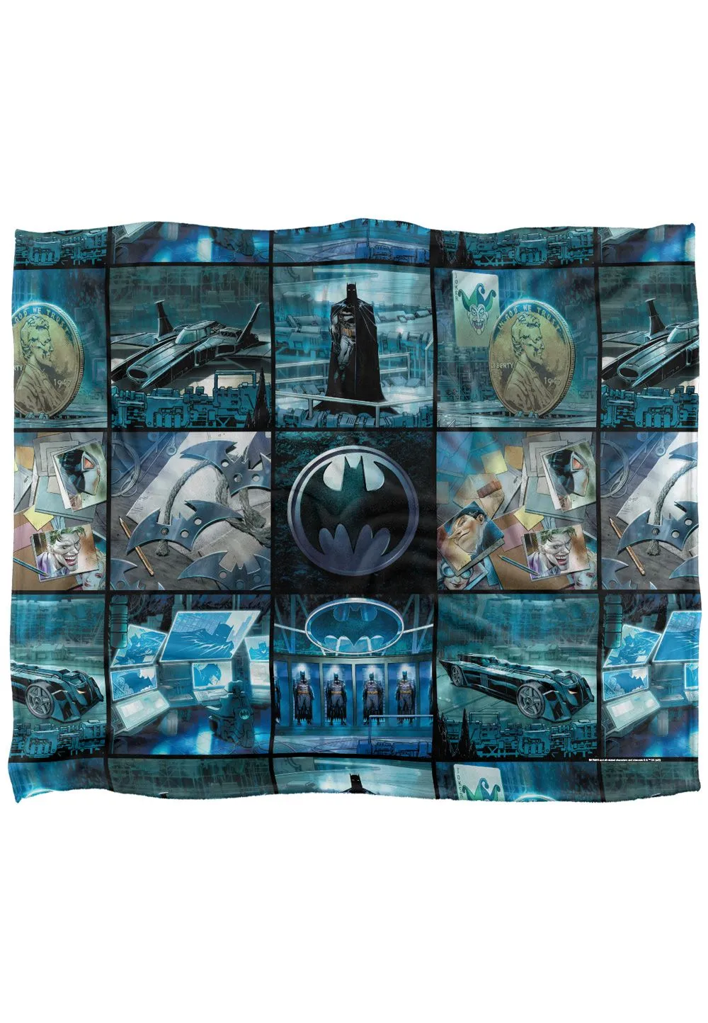 Batman Blanket, 152x127 cm, Batcave Tiles Silky Touch Super Soft Throw Blanket in White