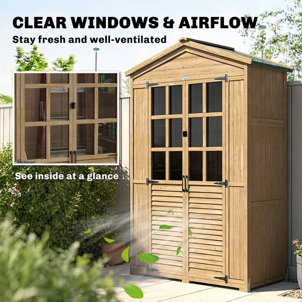 OUTSUNNY Outdoor Storage Cabinet Waterproof Light Brown 4