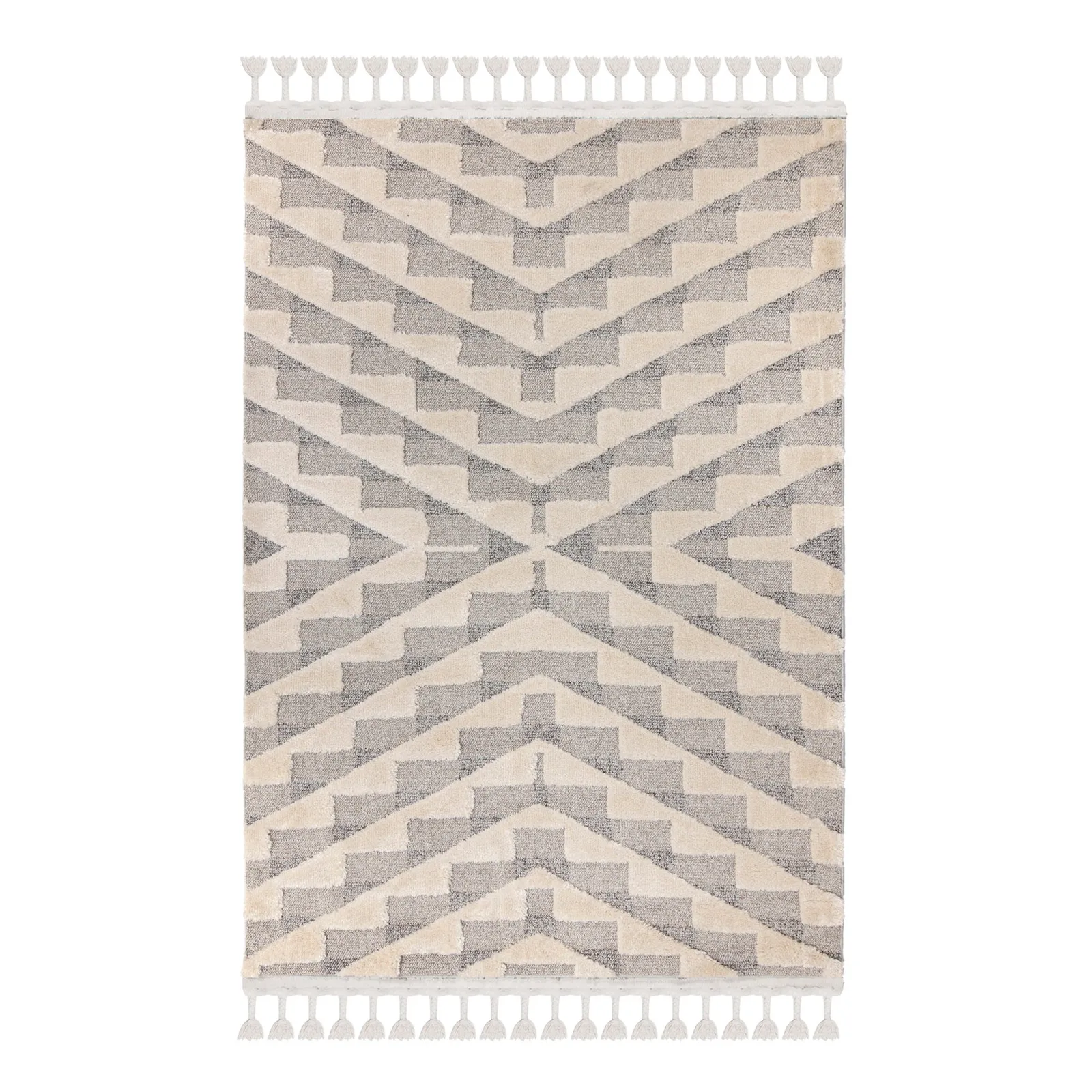 Hampton Geometric Rug Grey and Beige