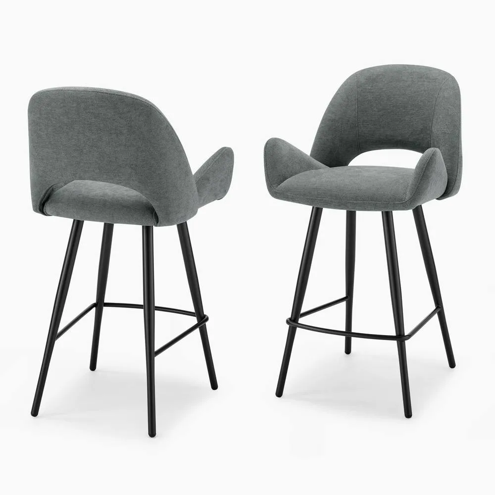 FurnitureboxUK 2x Layla Grey Fabric Bar Chairs 3