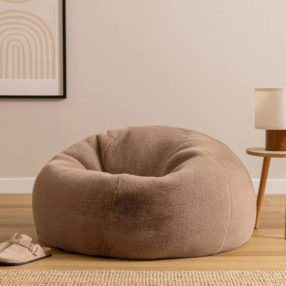 icon Kingston Faux Fur Classic Dome Bean Bag in Brown