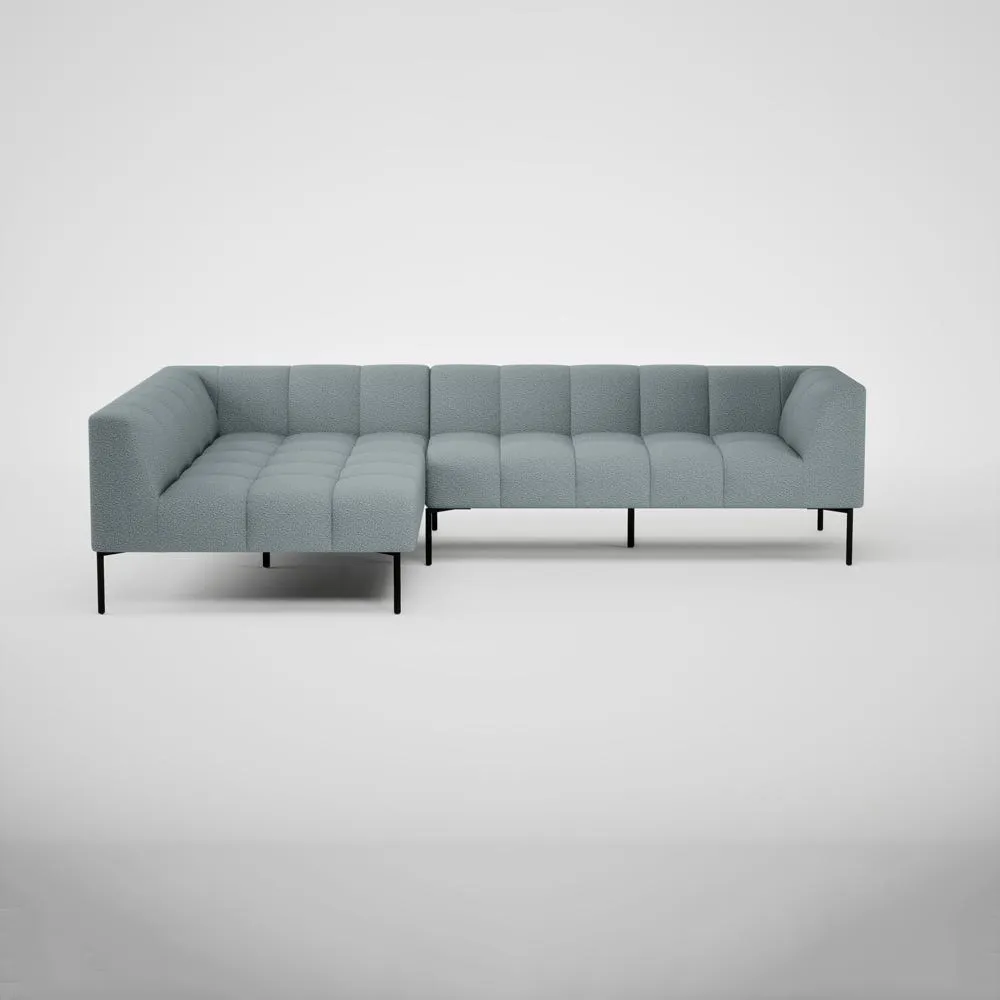 Heal's Quadro Left Hand Facing Chaise Sofa Loop Boucle Sky Black Feet 2