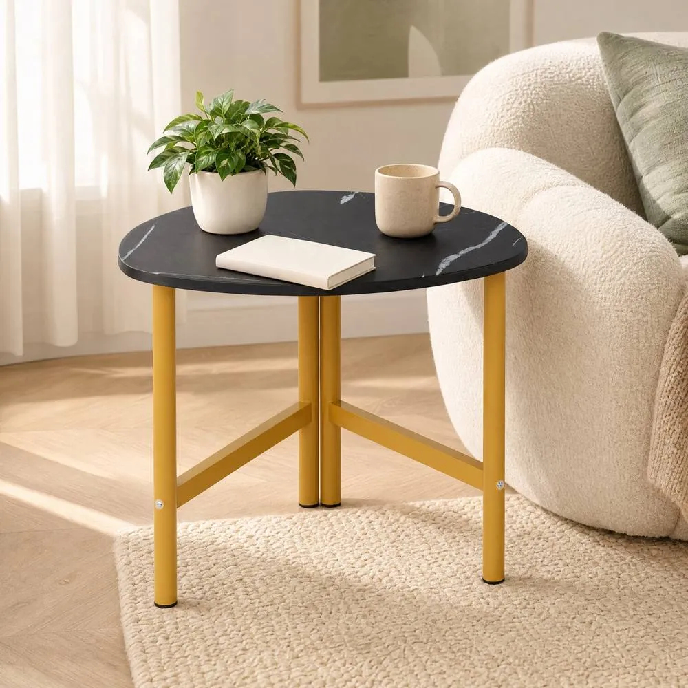 Costway Triangle Coffee Table w/ Metal Legs Sofa Table for Living Room in Black 5