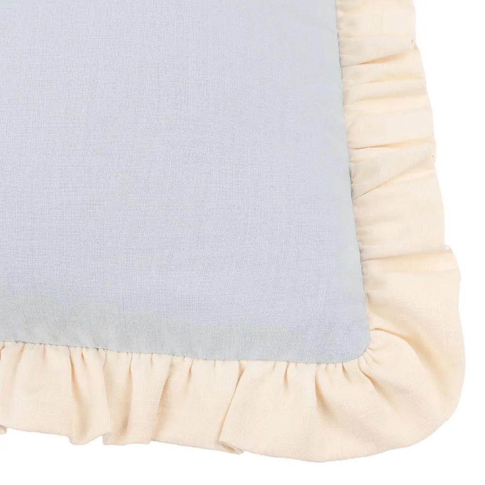 Wylder Effie 100% Cotton Plain Ruffle Cushion in Baby Blue 4