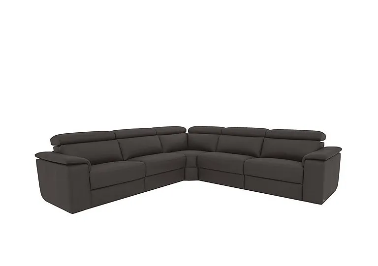Davide Large Leather Corner Sofa - Torello Grigio Scuro