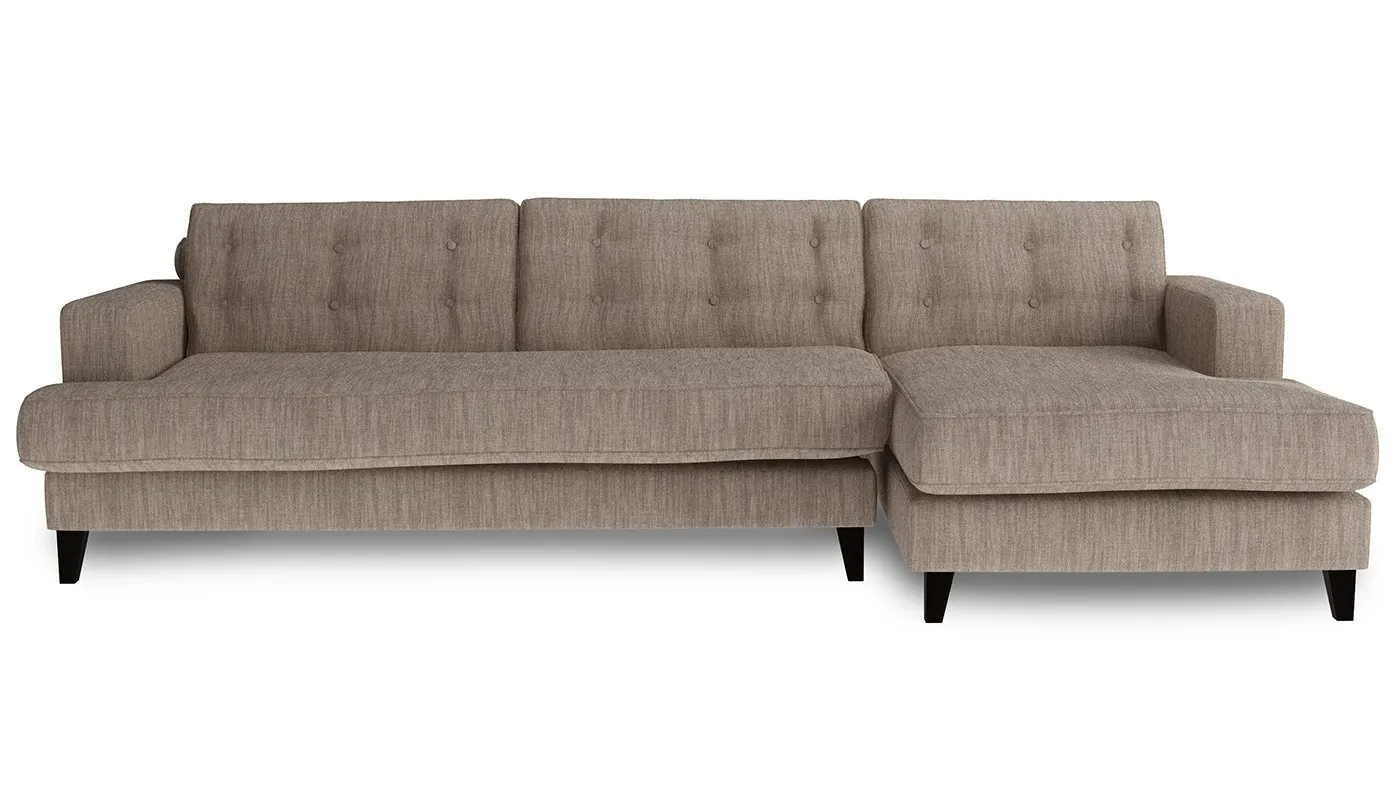 Heal's Mistral Right Hand Facing Corner Sofa Broad Weave Pebble Black Feet