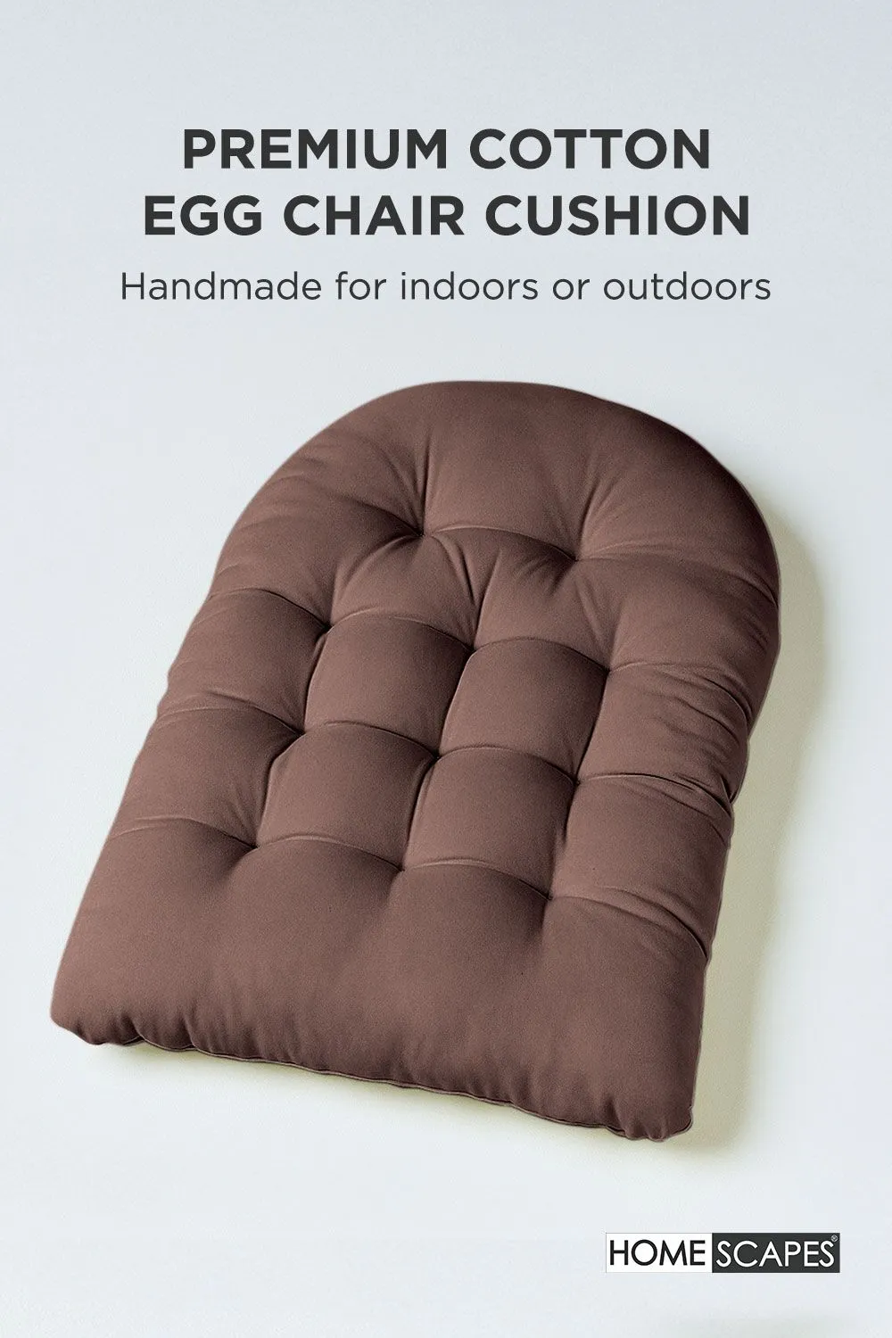 Homescapes Luxury Egg Chair Cushion, Hanging Basket Swing Chair Cushion in Brown 2
