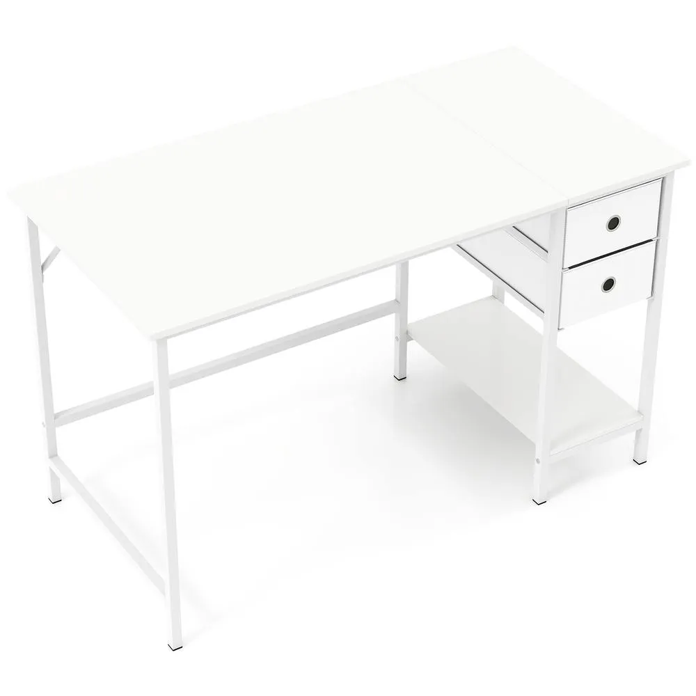Costway Home Office Desk Modern Computer Workstation w/2 Drawers Writing Desk in White 5