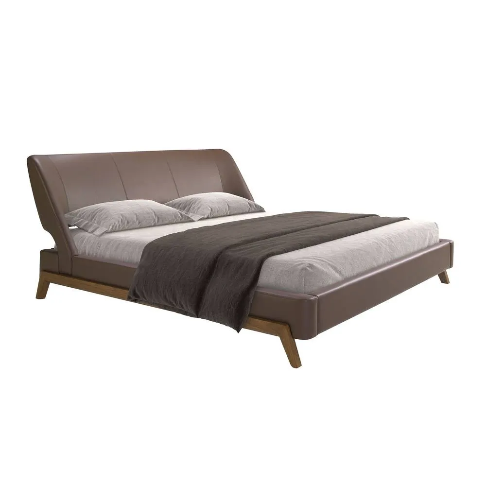 Angel Cerda Chocolate Brown Leatherette Double Bed 180x200 cm 6
