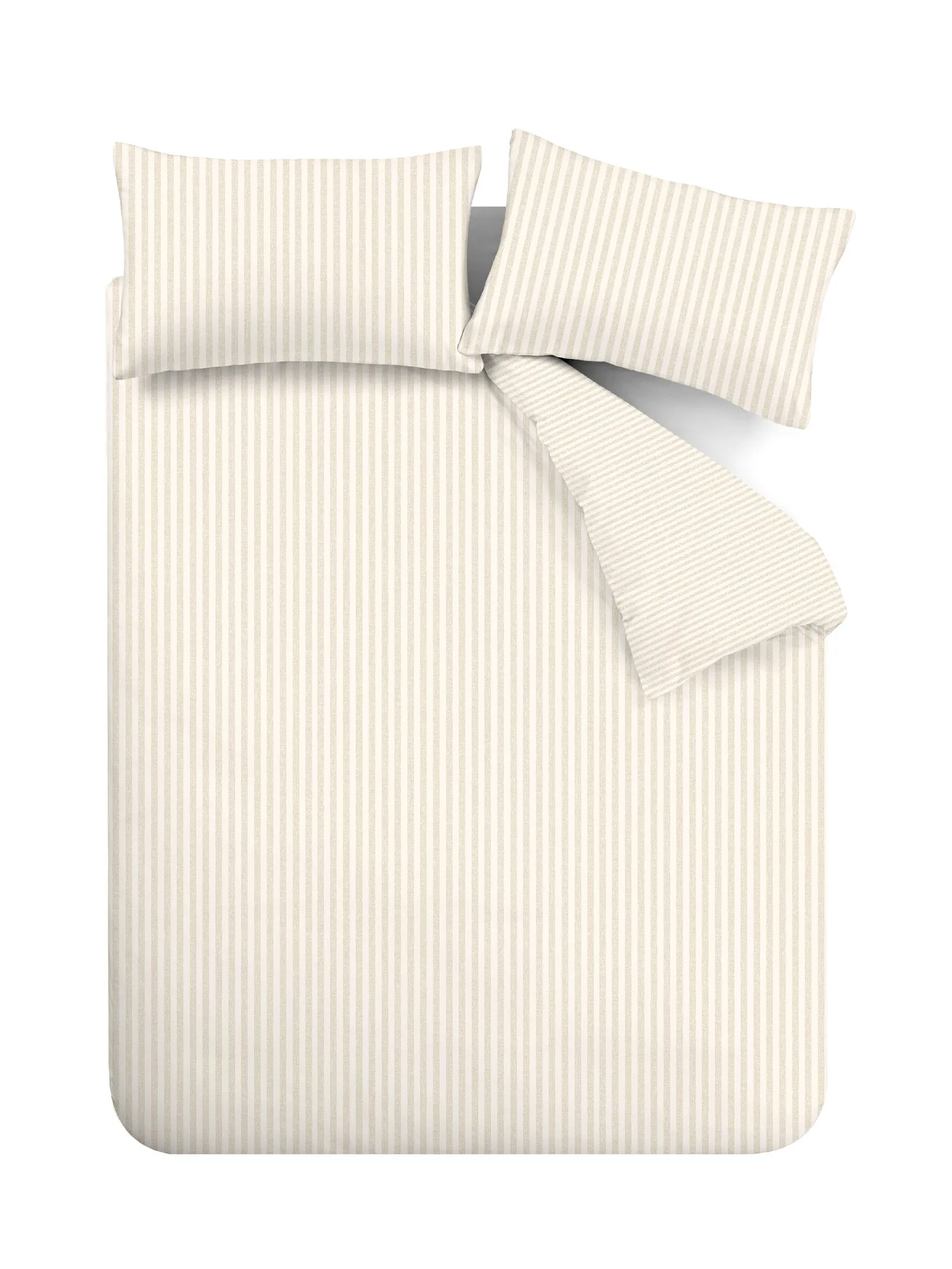 Catherine Lansfield Brushed Stripe 100% Cotton Duvet Cover Set in Natural 5