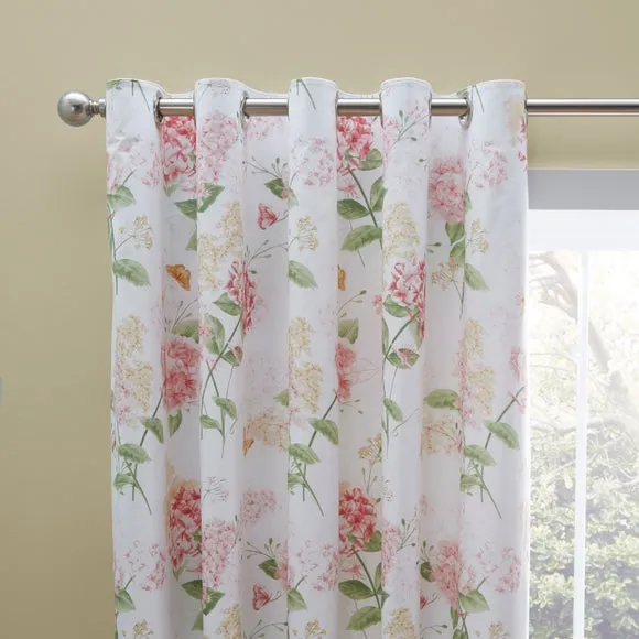 Wild Hydrangea Polycotton Eyelet Blackout Curtains 1