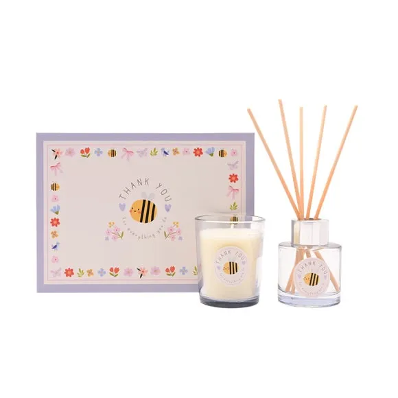 Love Life Thank You Lychee & Raspberry Mini Candle & Diffuser Set