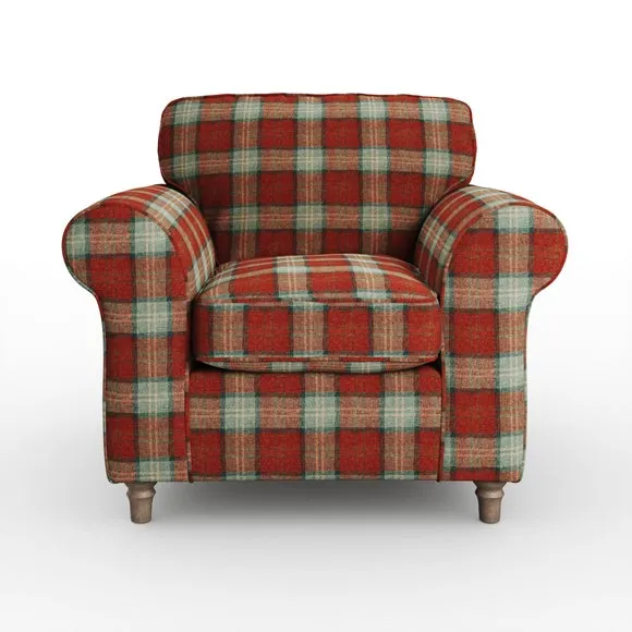 Flori Woven Check Fabric Orkney Armchair 6