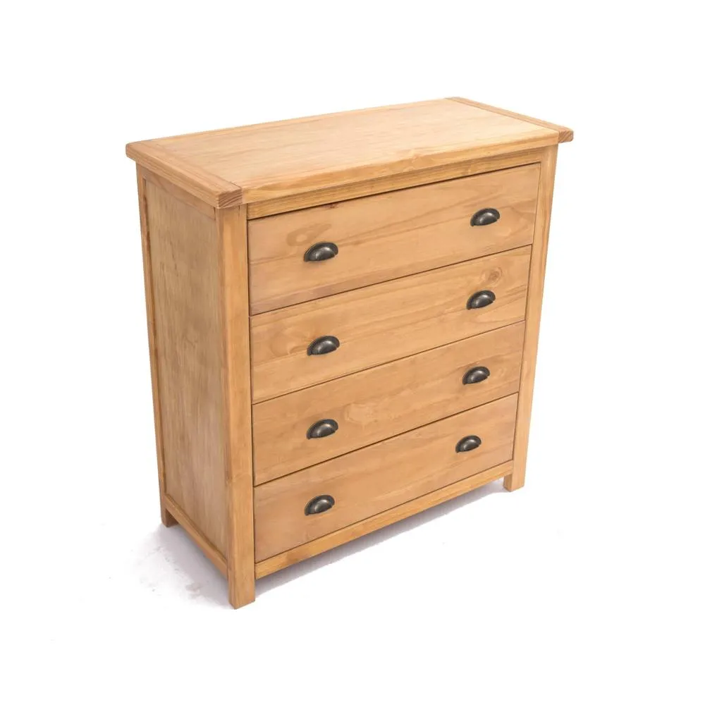 Cabinet Bits Lugo 4 Drawer Chest of Drawers Brass Cup Handle in Light Brown 3