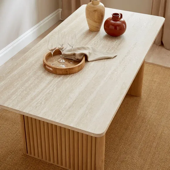 Lucin Travertine Effect 6 Seater Rectangle Dining Table 2