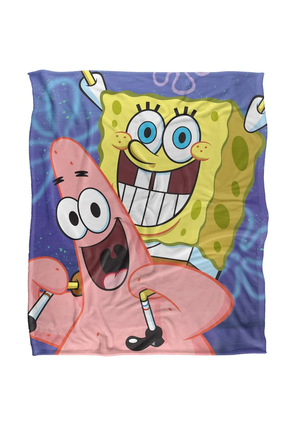 Spongebob and Patrick Cropped Silky Touch Super Soft Throw Blanket 152 X 127 cm in White