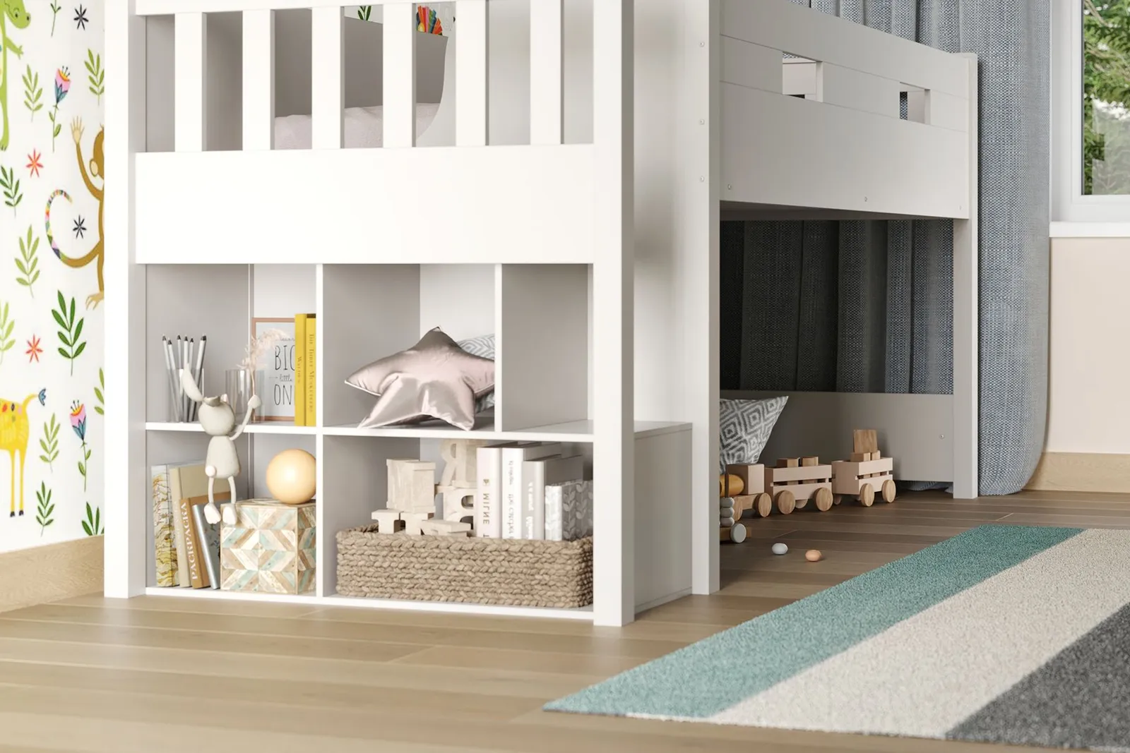 Flair Charlie Staircase Mid Sleeper Cabin Bed in White 2