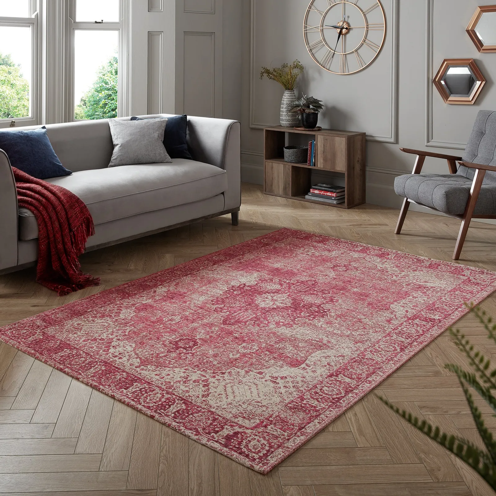 Mila Traditional Rug Purple, Brown and White