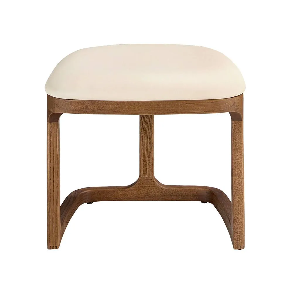 Angel Cerda Leatherette Bench with Walnut Legs in Brown 2