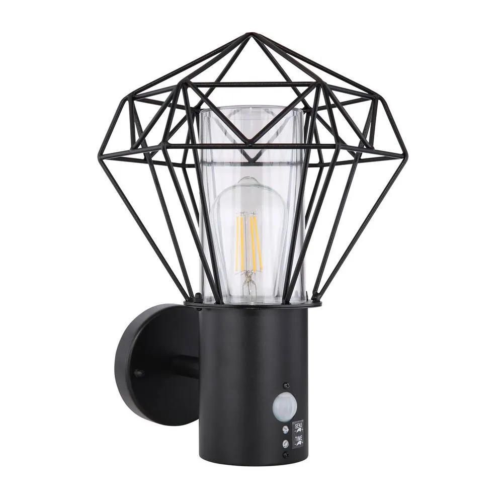 Netlighting Horace PIR Outdoor Wall Lamp Black IP44 1x E27 2