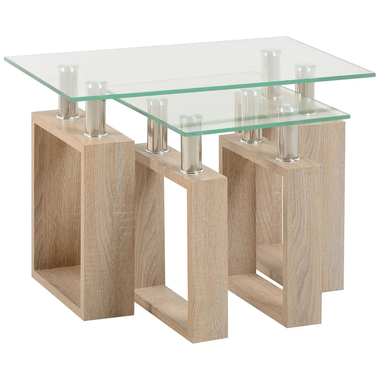 Milan Glass Top Nest of Tables Natural