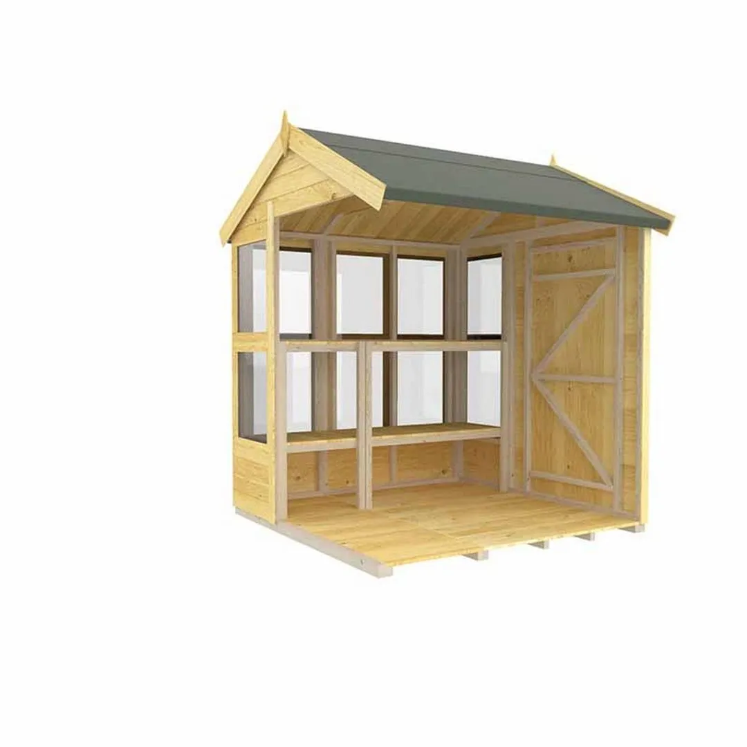 Buttercup Farm 6 x 6 Feet Apex Potting Shed - Wood - L187 x W175 x H217 cm in Brown 2