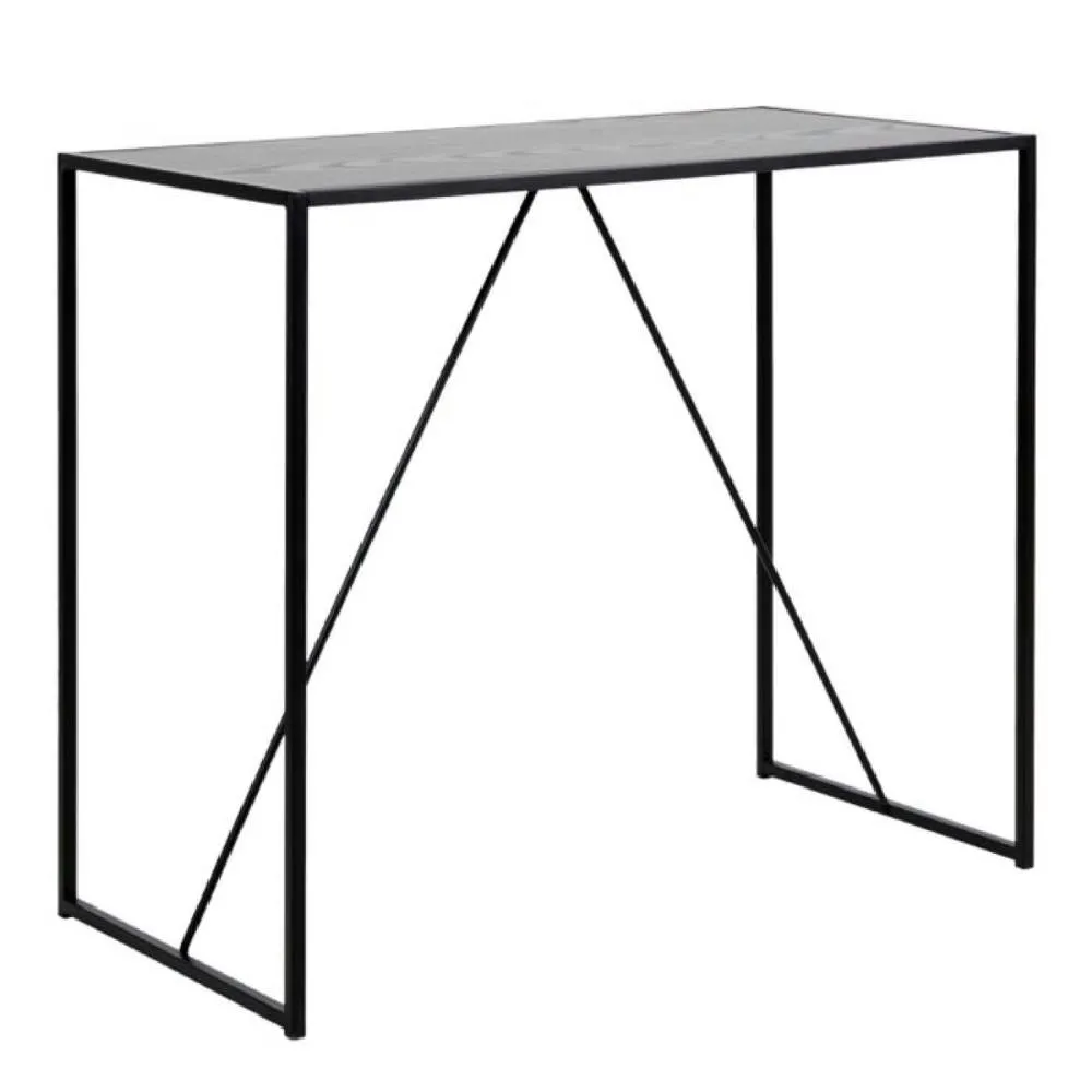 netfurniture Belgravia Black Metal Bar Table with Black Ash Top