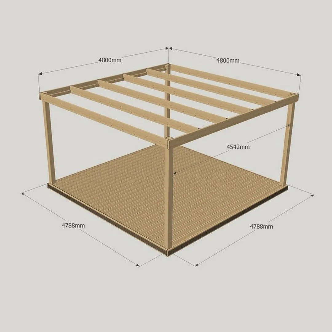 Rutland County Garden Furniture Ltd Box Pergola & Decking Kit - Wood - L480 x W480 cm - Light Green 3