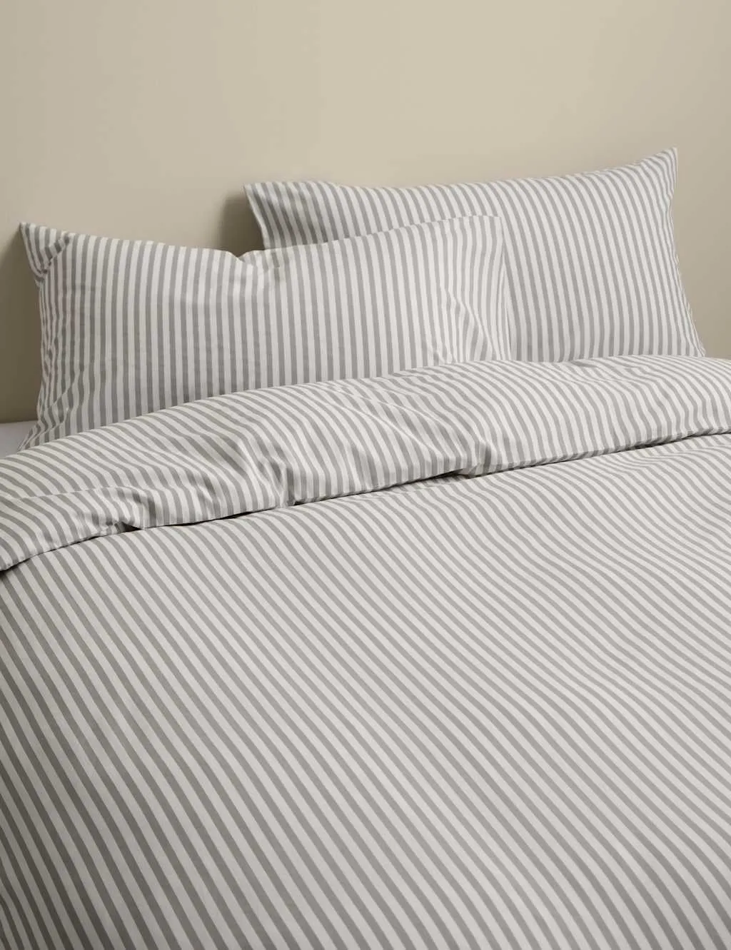 M&S Cotton Blend Simple Stripe Bedding Set Marble