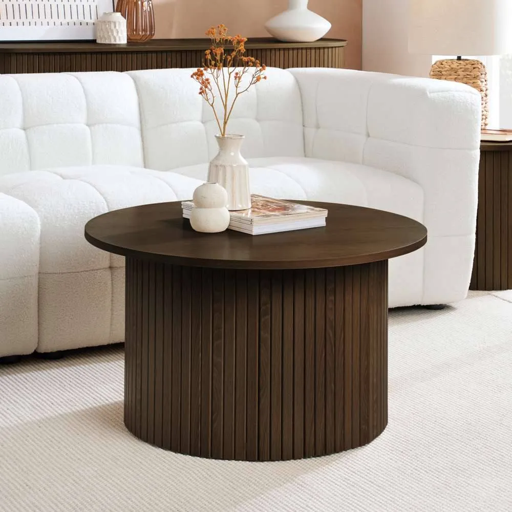 Birlea Axel Round Fluted Coffee Table in Brown