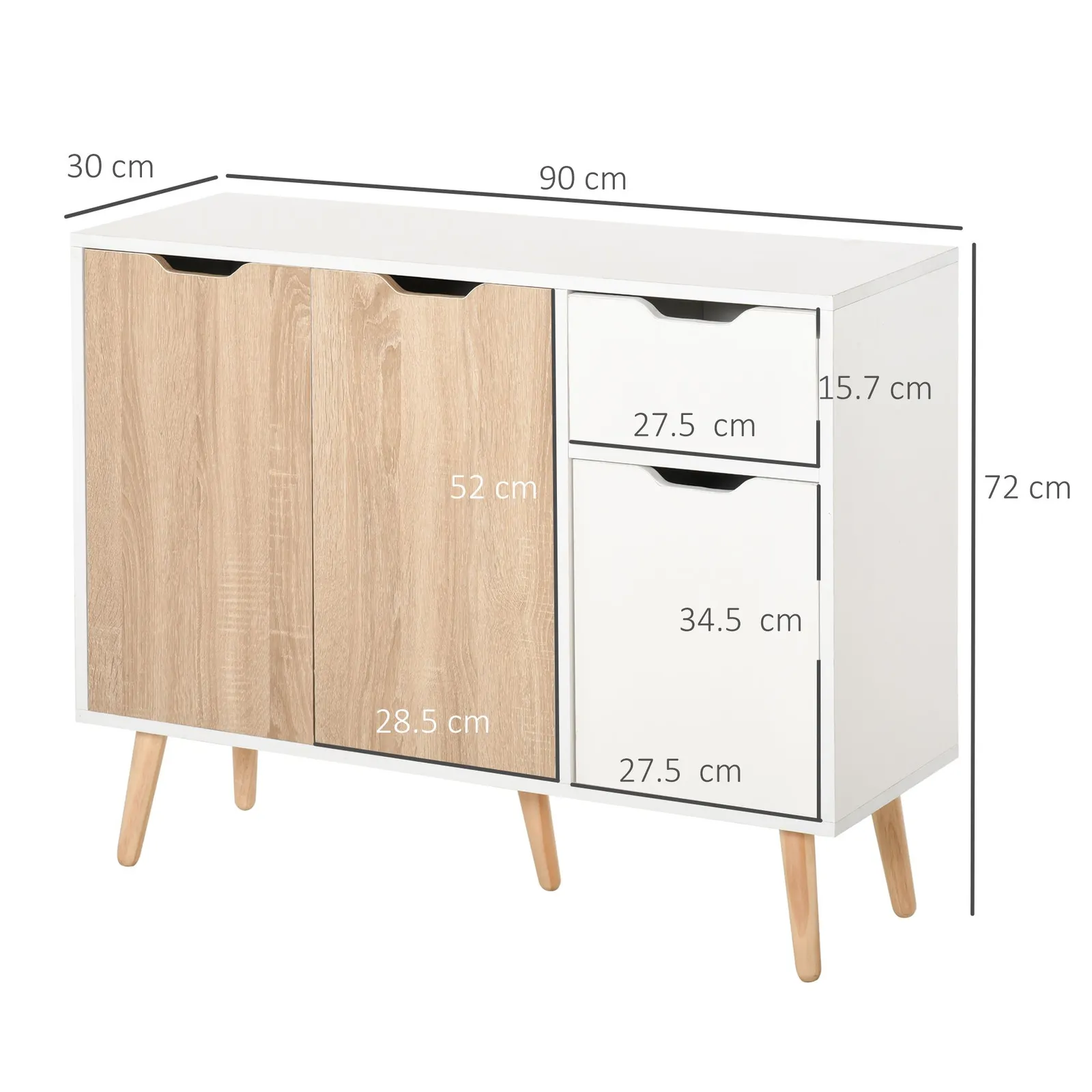 HOMCOM Cabinet Sideboard with Drawer Bedroom, Living Room, Home Office in Natural 3