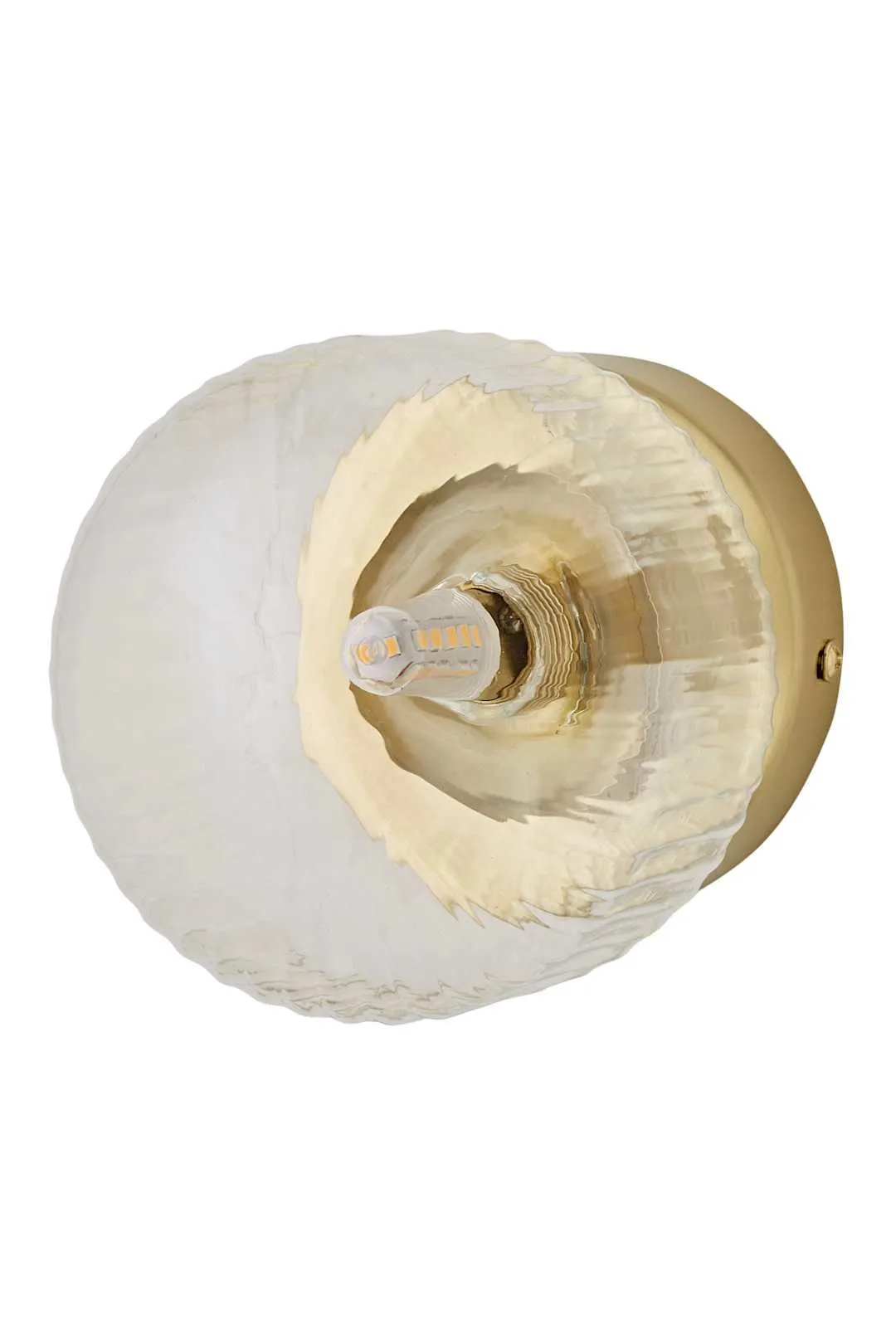 ValueLights Calpe Small Ribbed Glass Flush Ceiling Wall Light in Gold 6