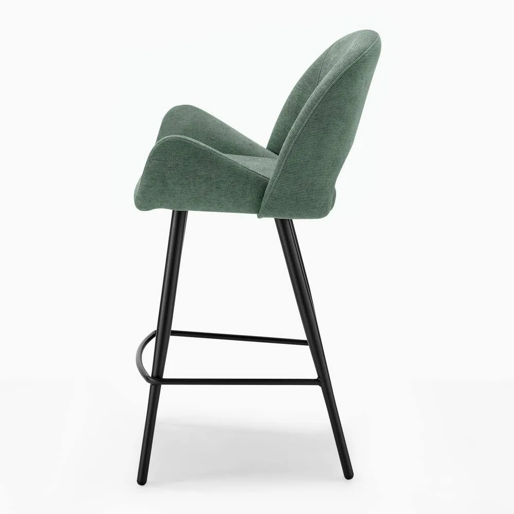 FurnitureboxUK 2x Layla Green Fabric Bar Chairs 5