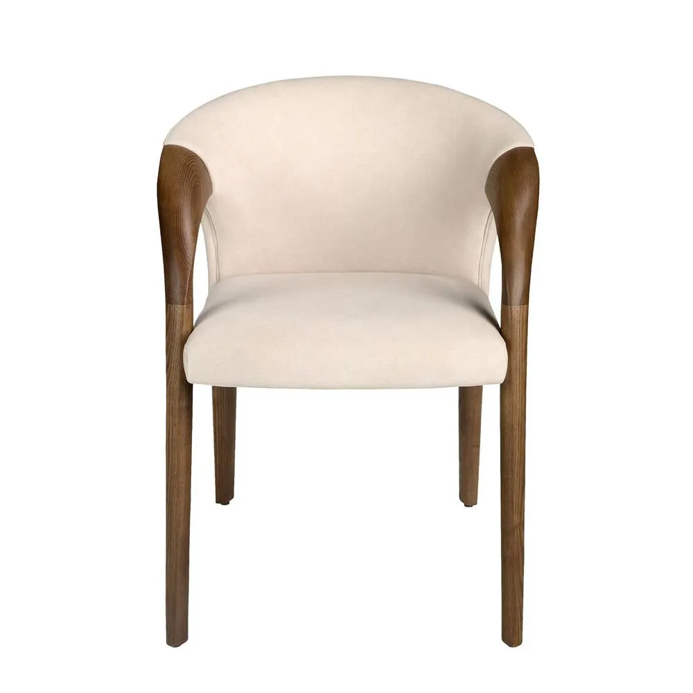 Angel Cerda Cream Velvet Dining Chair with Armrests 2