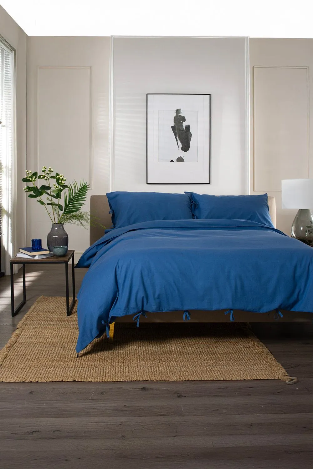 The Lyndon Company Soft & Textured 100% Washed Cotton Duvet Cover Set, Soft & Breathable Bedding in Blue 3