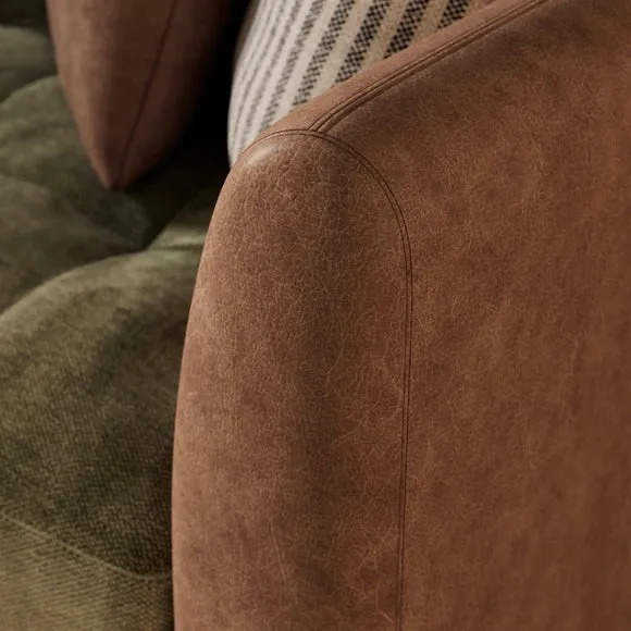 Max Combo Salvage Mix Faux Leather & Chenille 3 Seater Sofa 4