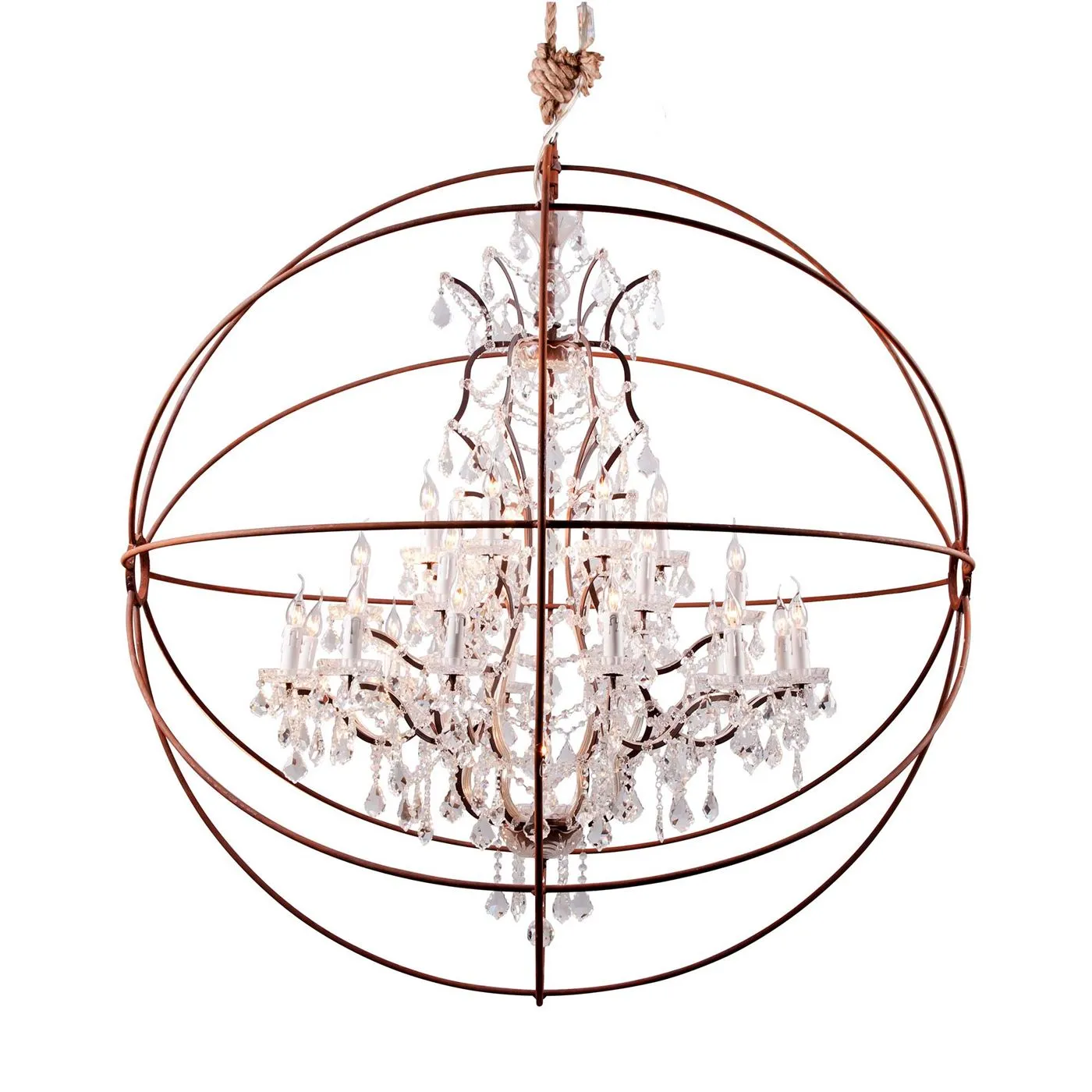 Timothy Oulton Gyro Large Crystal Chandelier, Antique Rust