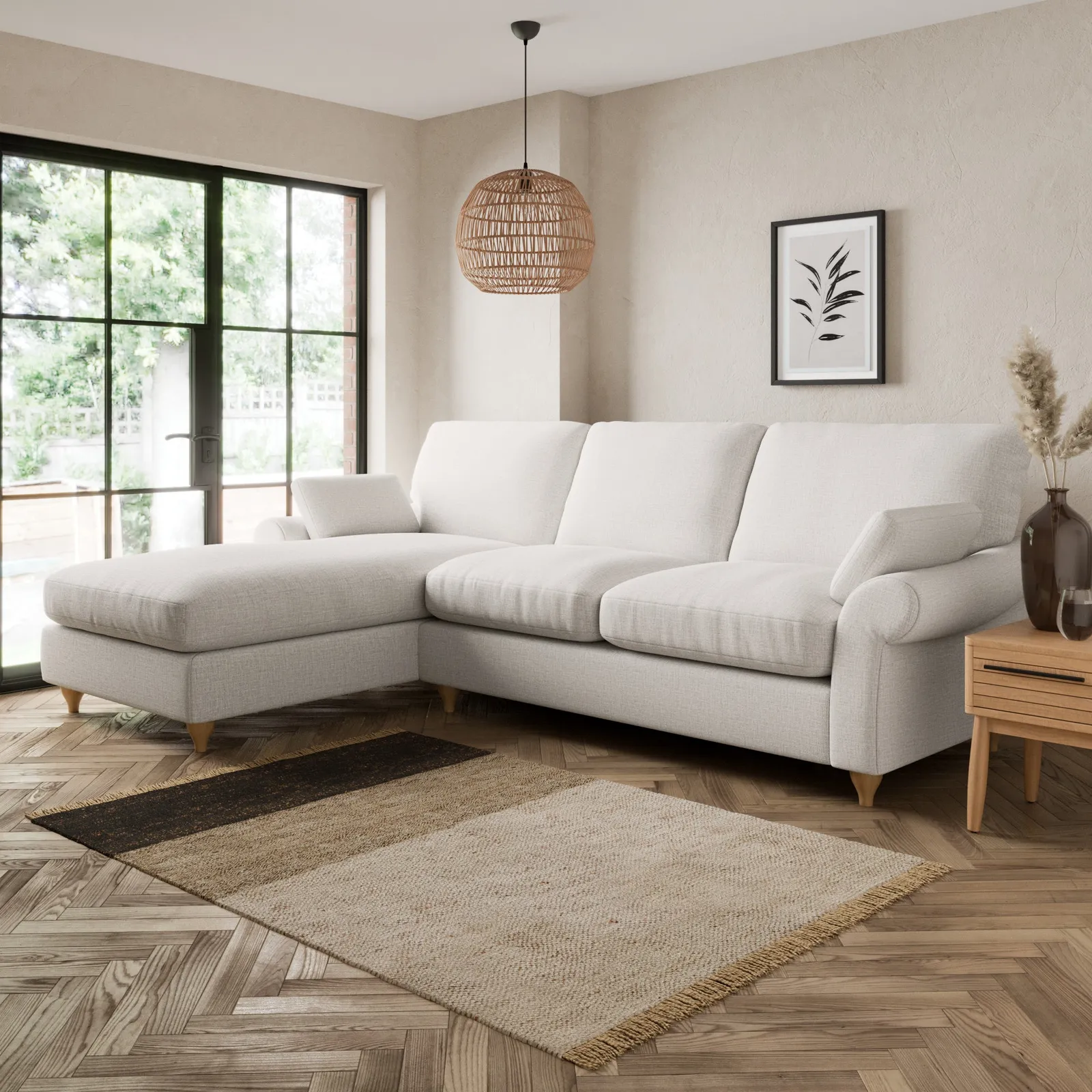 Salisbury Textured Weave Left Hand Corner Sofa Textured Weave Sandstone