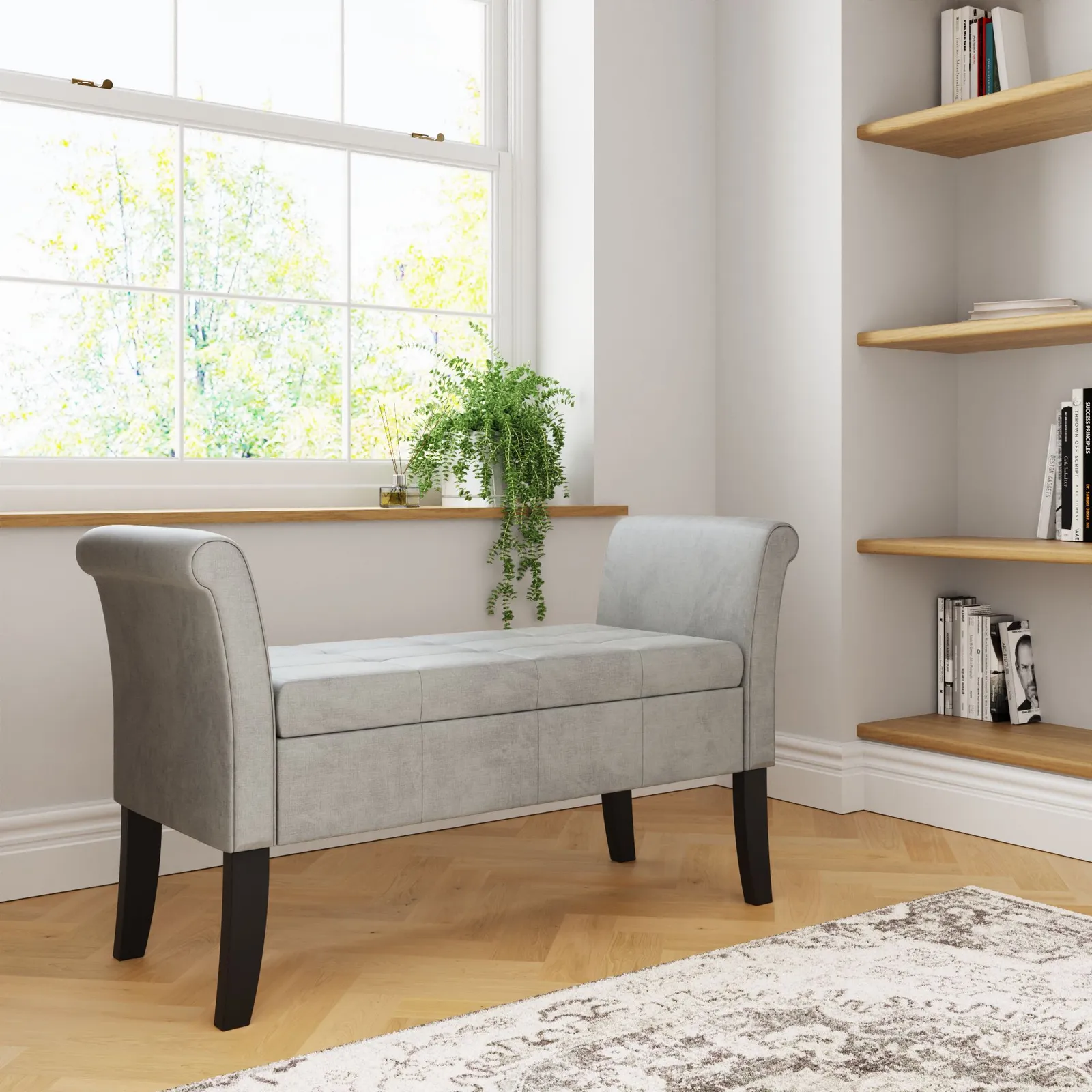 GFW Balmoral Chenille Window Seat in Grey 2