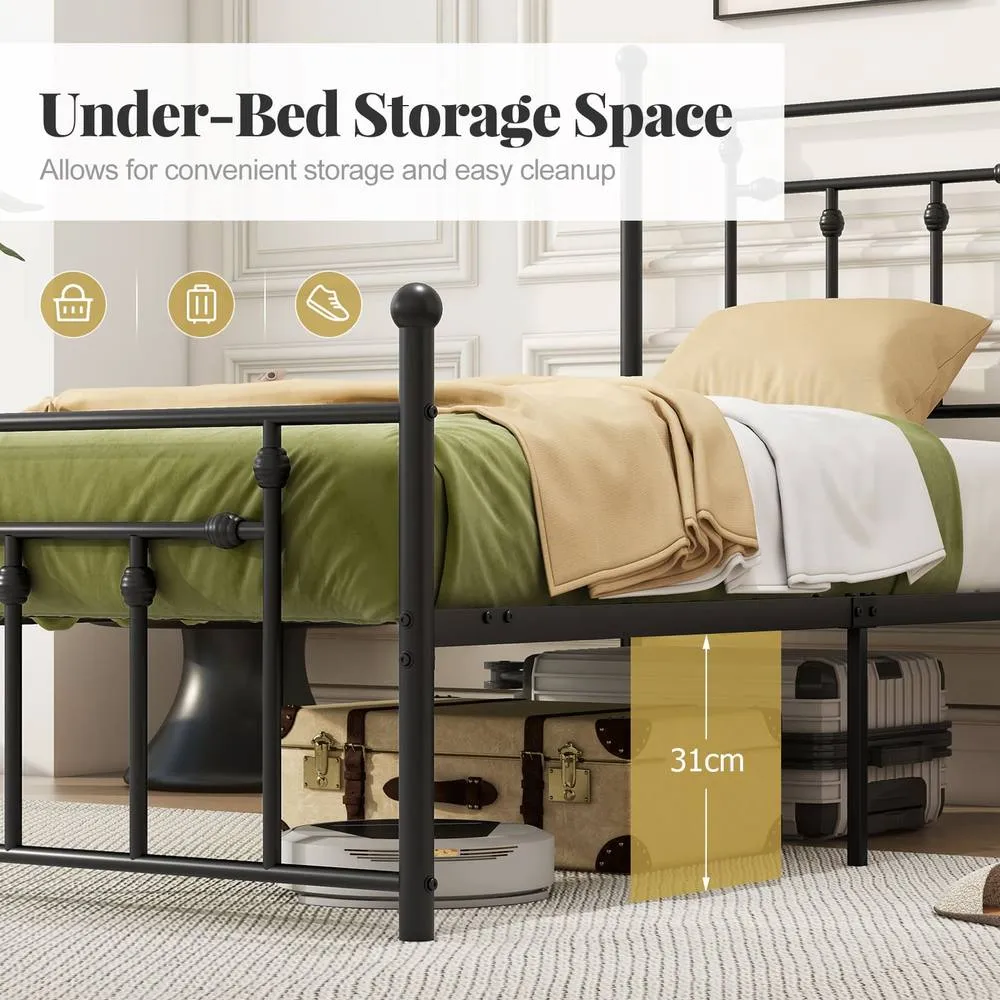 Costway Single Size Metal Bed Frame Metal Slats Supported Platform Bed in Black 6